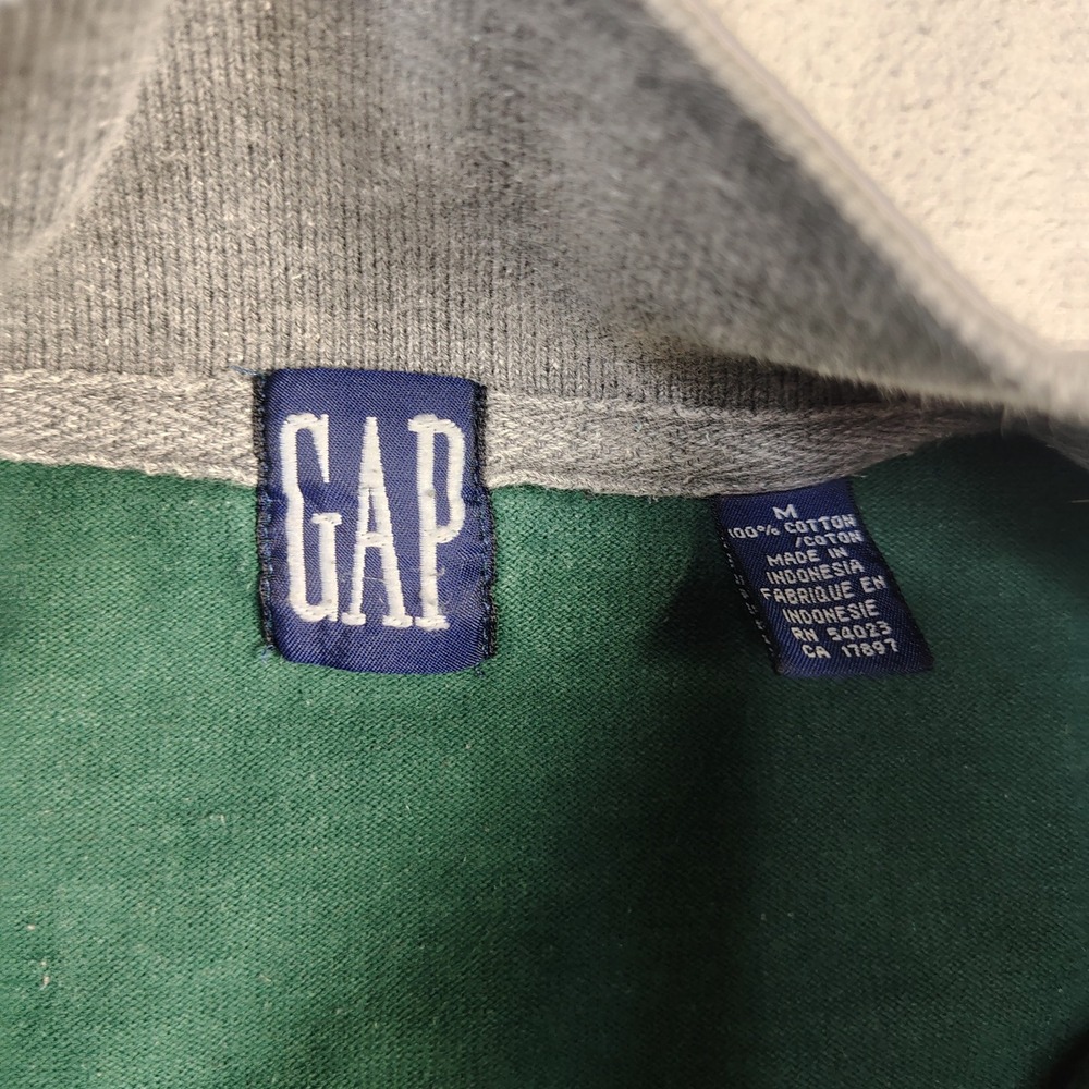 Vintage GAP Mens Quarter Zip Pullover Size M Green Cotton 90s Gorpcore Sweater - Picture 5 of 12